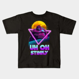 Uh Oh Stinky Poop Le Monke 80s Vaporwave Outrun Style Kids T-Shirt